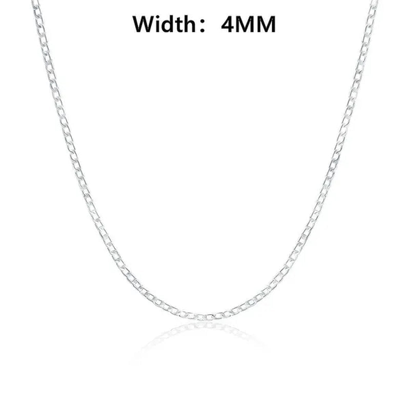 2PCS (Bracelet + Necklace) 925 Sterling Silver Fashion Jewelry Sets Curb Chain Necklace 925 Solid Silver Jewelry High Quality Necklace Bracelet 16-30 Inches