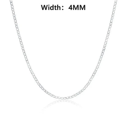2PCS (Bracelet + Necklace) 925 Sterling Silver Fashion Jewelry Sets Curb Chain Necklace 925 Solid Silver Jewelry High Quality Necklace Bracelet 16-30 Inches