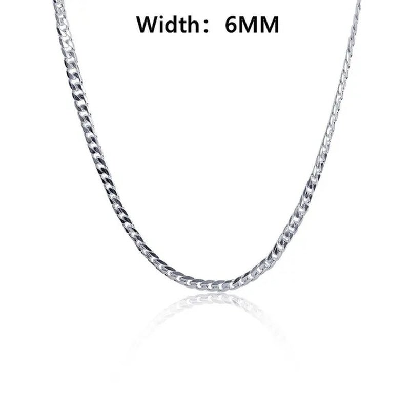 2PCS (Bracelet + Necklace) 925 Sterling Silver Fashion Jewelry Sets Curb Chain Necklace 925 Solid Silver Jewelry High Quality Necklace Bracelet 16-30 Inches