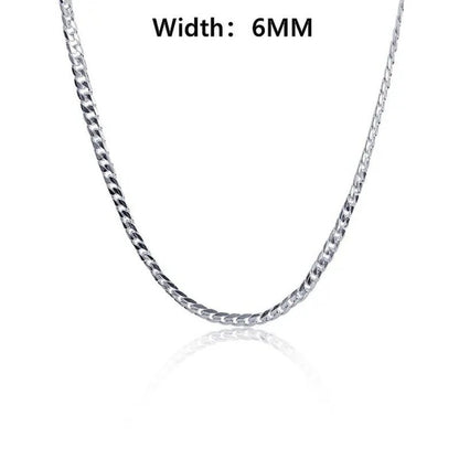 2PCS (Bracelet + Necklace) 925 Sterling Silver Fashion Jewelry Sets Curb Chain Necklace 925 Solid Silver Jewelry High Quality Necklace Bracelet 16-30 Inches