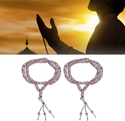 2Pcs Muslim Prayer Beads, 99 Beads Mihrab Separators Count Exquisite Design Tasbih Prayer Beads for Hand Bag, Tamarind Wood Tasbih Prayer Beads Islamic Prayer Beads(Silver Gray)