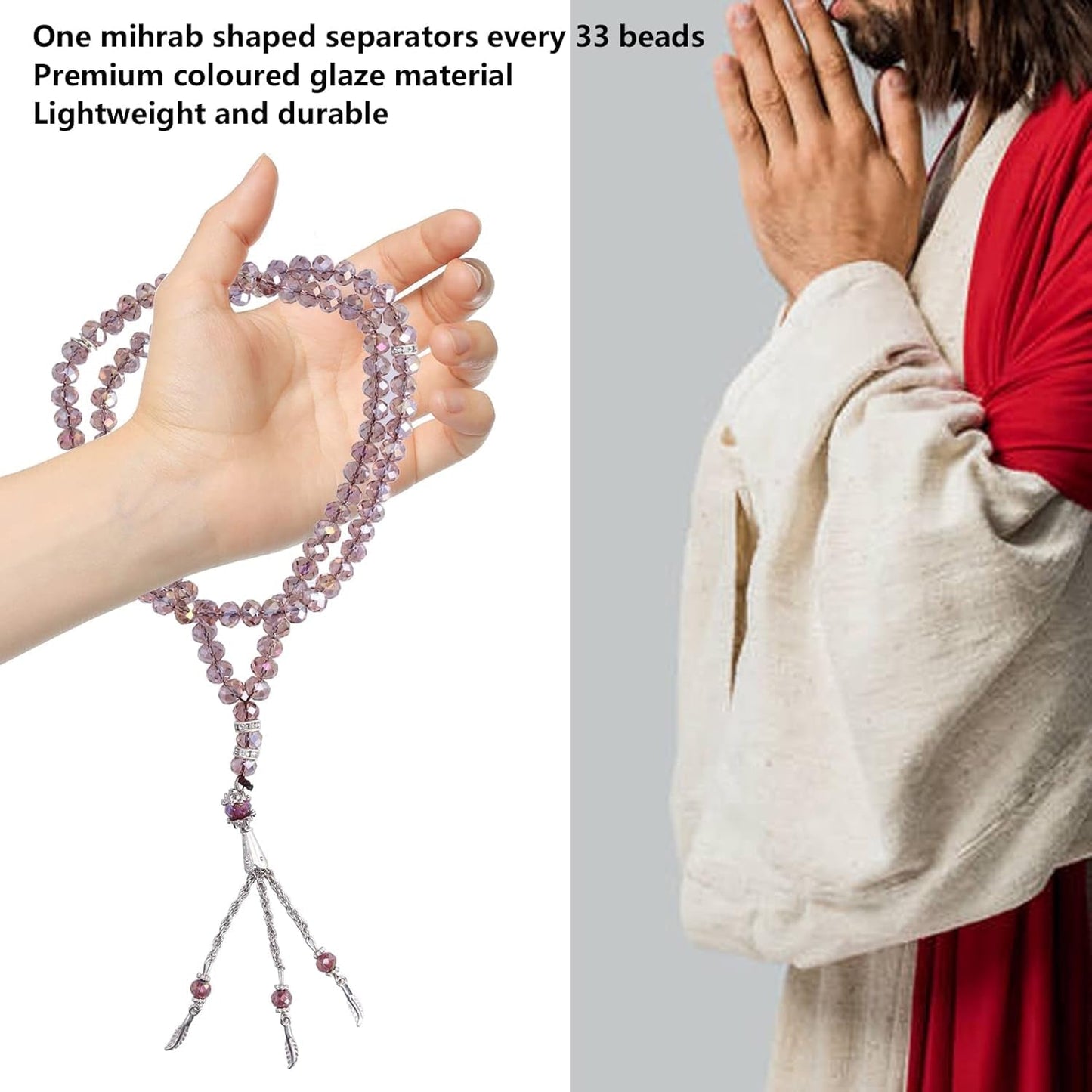 2Pcs Muslim Prayer Beads, 99 Beads Mihrab Separators Count Exquisite Design Tasbih Prayer Beads for Hand Bag, Tamarind Wood Tasbih Prayer Beads Islamic Prayer Beads(Silver Gray) - WORLD TIME VISITS