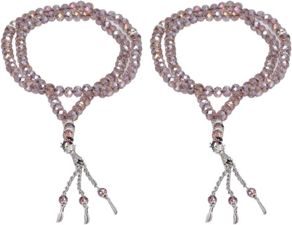 2Pcs Muslim Prayer Beads, 99 Beads Mihrab Separators Count Exquisite Design Tasbih Prayer Beads for Hand Bag, Tamarind Wood Tasbih Prayer Beads Islamic Prayer Beads(Silver Gray) - WORLD TIME VISITS