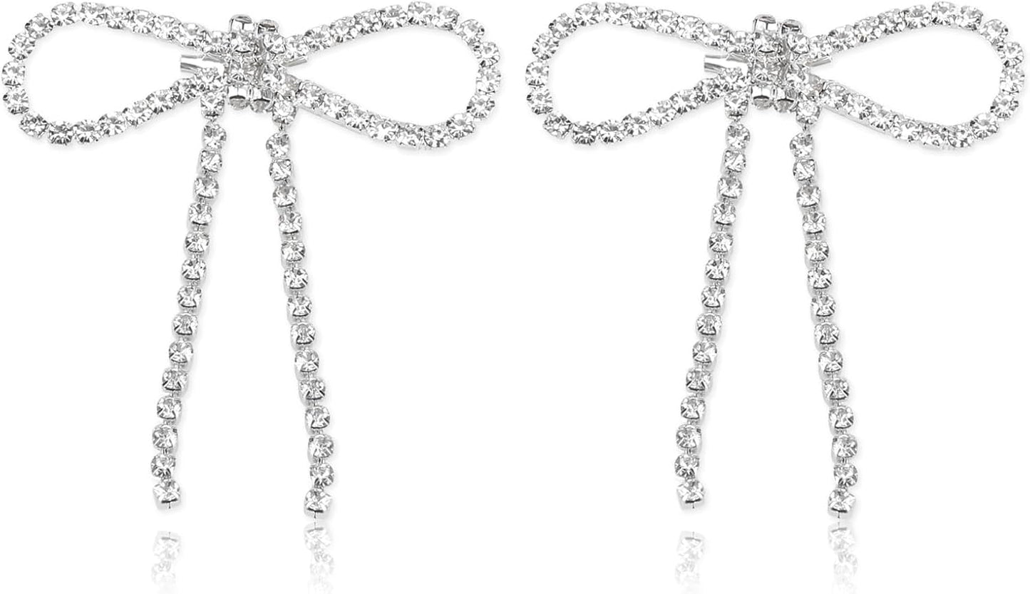 2Pcs Rhinestone Brooches Set Tassel Bow Womens Lapel Brooch Crystal Bag Clips Clothing Badge Brooch Rhinestone Shoe Clips for Woman Lapel Badge Pins DIY Craft Decorations(Tassel Bow) - WORLD TIME VISITS