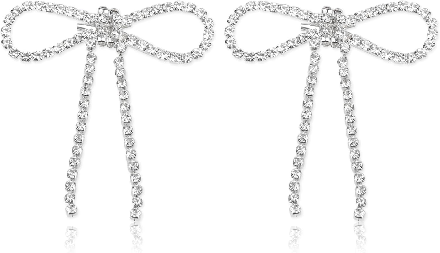 2Pcs Rhinestone Brooches Set Tassel Bow Womens Lapel Brooch Crystal Bag Clips Clothing Badge Brooch Rhinestone Shoe Clips for Woman Lapel Badge Pins DIY Craft Decorations(Tassel Bow) - WORLD TIME VISITS