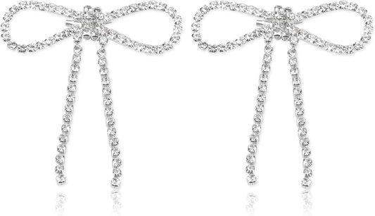 2Pcs Rhinestone Brooches Set Tassel Bow Womens Lapel Brooch Crystal Bag Clips Clothing Badge Brooch Rhinestone Shoe Clips for Woman Lapel Badge Pins DIY Craft Decorations(Tassel Bow) - WORLD TIME VISITS