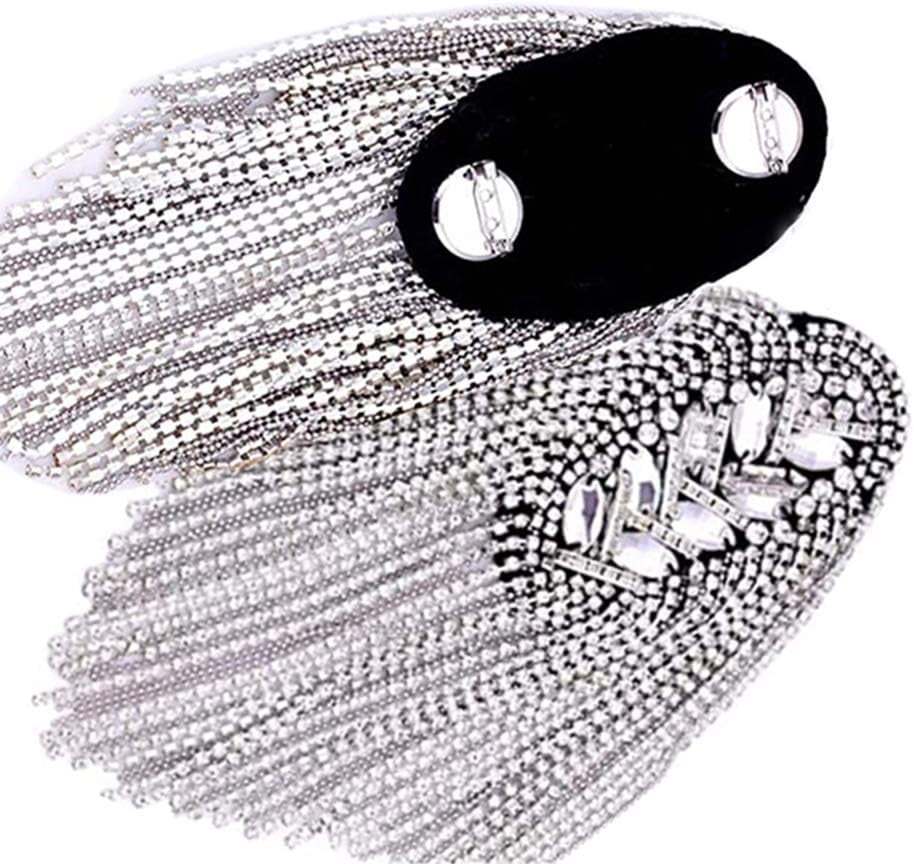2Pcs Rhinestone Tassel Shoulder Epaulet Spike Chain Shoulder Badge Brooch Pins for Man Woman