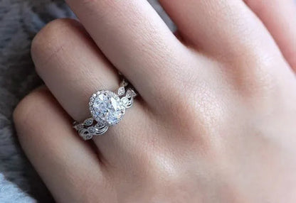 2pcs Simple Silver Color Ring Floral Engraved White Zirconia Women's Ring Wedding Anniversary Christmas Gift Beach Party Jewelry