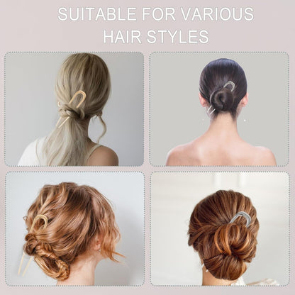 2PCS  U-Shaped Large 5.5 Inch Metal Hair Pins for Women and Girls, Vintage Gold and Silver Hair Pins for Buns, Long and Thick Hair