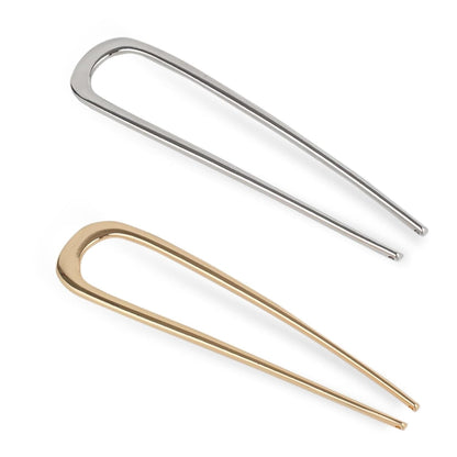 2PCS U - Shaped Large 5.5 Inch Metal Hair Pins for Women and Girls, Vintage Gold and Silver Hair Pins for Buns, Long and Thick Hair - WORLD TIME VISITS