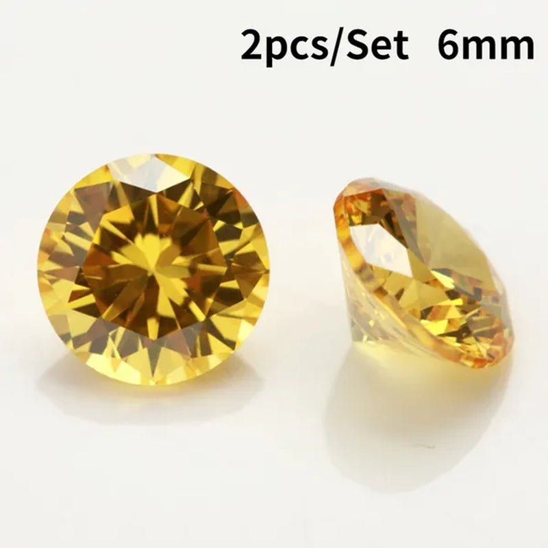 2Pcs/Set 6.5Mm 1Ct Yellow Diamond round Excellent Cut Loose Gemstone - WORLD TIME VISITS