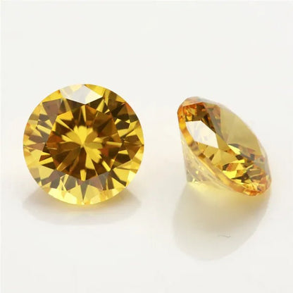2Pcs/Set 6.5Mm 1Ct Yellow Diamond round Excellent Cut Loose Gemstone