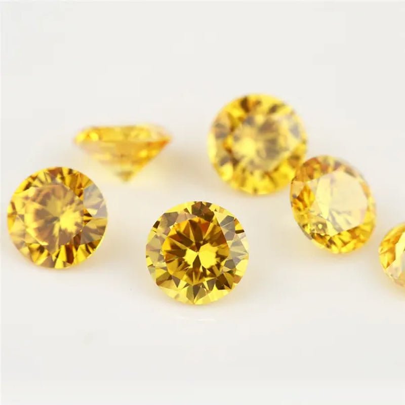 2Pcs/Set 6.5Mm 1Ct Yellow Diamond round Excellent Cut Loose Gemstone