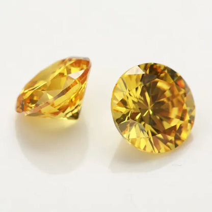 2Pcs/Set 6.5Mm 1Ct Yellow Diamond round Excellent Cut Loose Gemstone