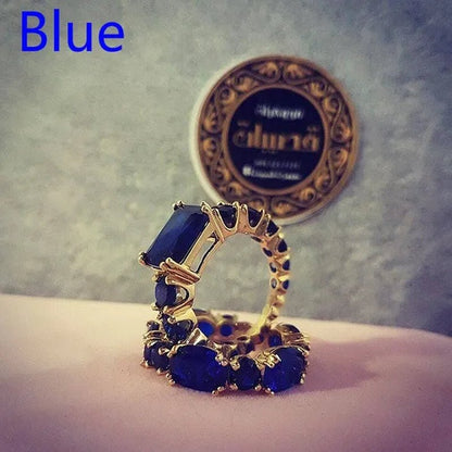 2Pcs/Set Antique Art Jewelry Luxury Exquisite Elegant Woman Fashion Accessories Anniversary Gift Noble Princess Engagement Bride Wedding Banquet Ring Brand Jewelry Set Size US4 - 11Bague Femme - WORLD TIME VISITS
