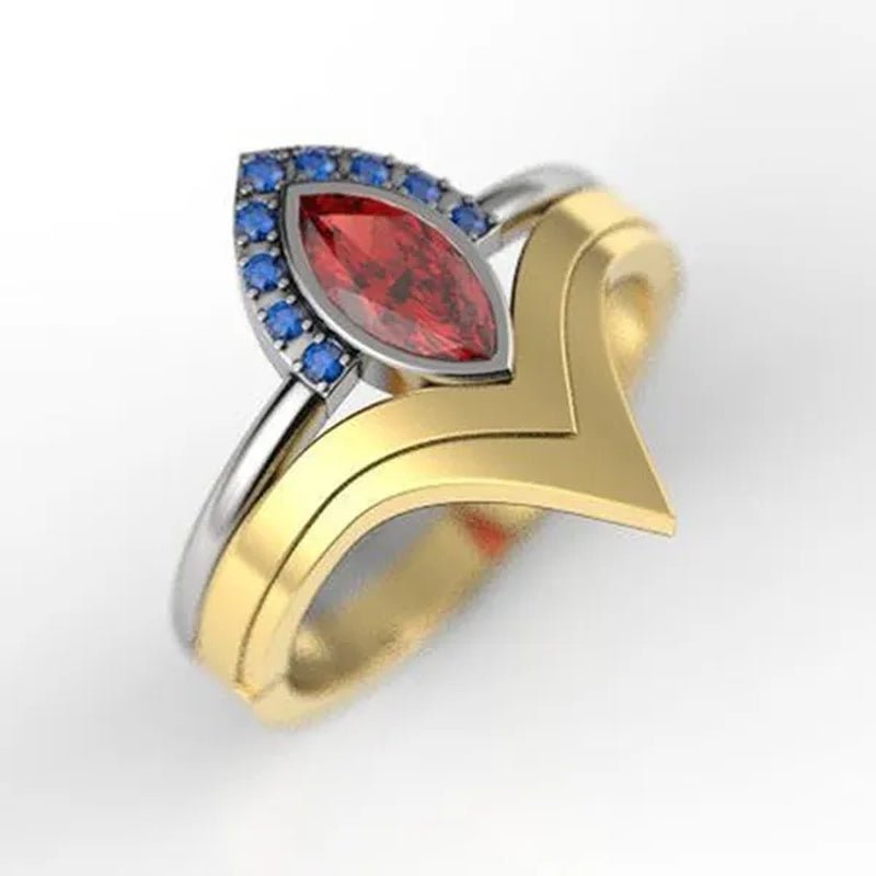 2pcs/Set Latest geek love quality bride ring set jewelry natural rubyzircon V - shaped ring set geek ring set wonderous woman ring romantic bride wonderful engagement wedding ring set anniversary promise ring Christmas gift jewelry size US5 - 11 - WORLD TIME VISITS