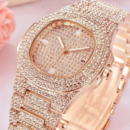 3 Colors 13MM Iced Out Chain Hip Hop Watch Necklace Bracelet Bling Miami Cuban Link Chain Mens Jewelry Set Relojes Hombre