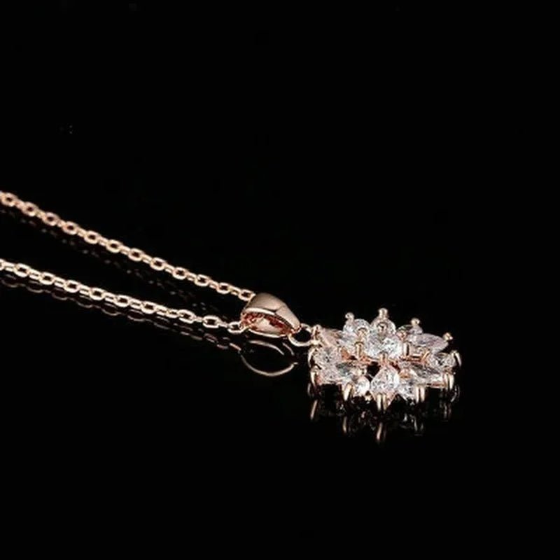 3 Pcs/set 925 Silver Natural Gem AAA CZ Snowflake Antique Necklace Earrings Christmas Snowflake Jewelry Gift