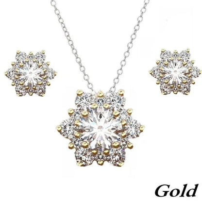 3 Pcs/set 925 Silver Natural Gem AAA CZ Snowflake Antique Necklace Earrings Christmas Snowflake Jewelry Gift - WORLD TIME VISITS
