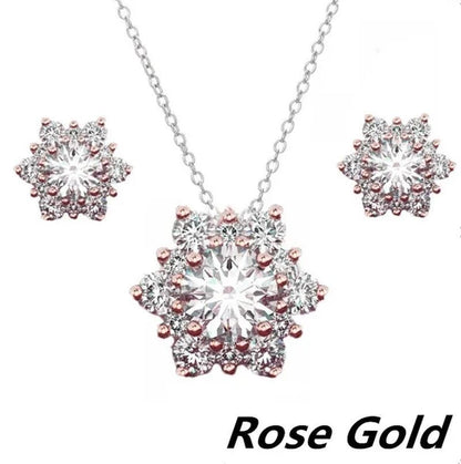 3 Pcs/set 925 Silver Natural Gem AAA CZ Snowflake Antique Necklace Earrings Christmas Snowflake Jewelry Gift