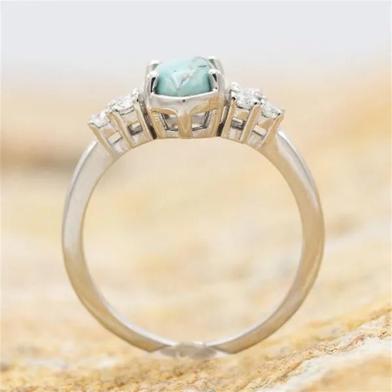 3 Pieces/Set Womens Gold Plated Multilayer Hollow Turquoise Rings with Delicate Moissanite Engagement Wedding Rings Anniversary Birthday Christmas Gift Jewelry Sizes 5 - 11 - WORLD TIME VISITS