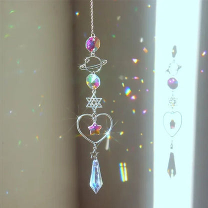 3 Styles Crystal Wind Chime Moon Sun Catcher Diamond Prisms Pendant Dream Catcher Rainbow Chaser Hanging Drop Home Garden Decor Windchime