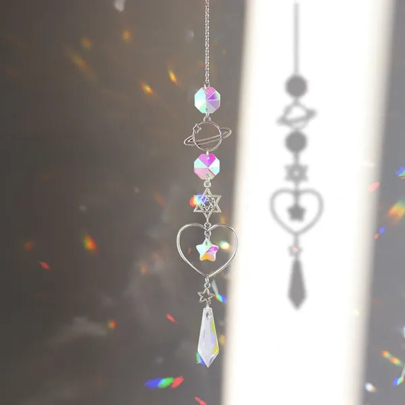 3 Styles Crystal Wind Chime Moon Sun Catcher Diamond Prisms Pendant Dream Catcher Rainbow Chaser Hanging Drop Home Garden Decor Windchime