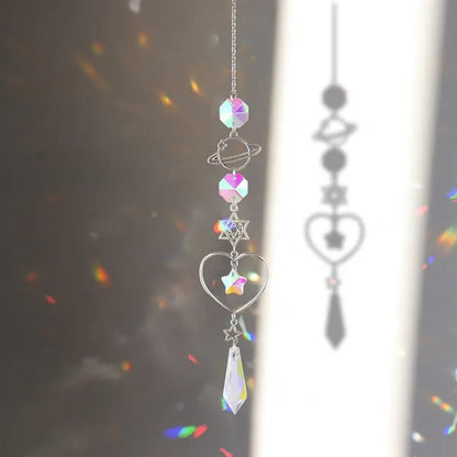 3 Styles Crystal Wind Chime Moon Sun Catcher Diamond Prisms Pendant Dream Catcher Rainbow Chaser Hanging Drop Home Garden Decor Windchime