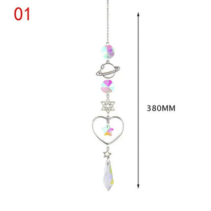 3 Styles Crystal Wind Chime Moon Sun Catcher Diamond Prisms Pendant Dream Catcher Rainbow Chaser Hanging Drop Home Garden Decor Windchime - WORLD TIME VISITS