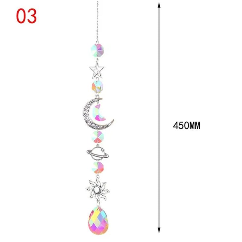 3 Styles Crystal Wind Chime Moon Sun Catcher Diamond Prisms Pendant Dream Catcher Rainbow Chaser Hanging Drop Home Garden Decor Windchime - WORLD TIME VISITS