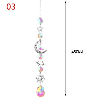 3 Styles Crystal Wind Chime Moon Sun Catcher Diamond Prisms Pendant Dream Catcher Rainbow Chaser Hanging Drop Home Garden Decor Windchime - WORLD TIME VISITS