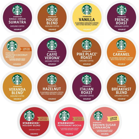30 Count—Starbucks Variety Pack Sampler K - Cup Coffee Pods—Including Starbucks Blonde, Medium, Dark Roast, Flavored & Holiday Blend Coffee—For Keurig Brewers—1 Box (15 Unique Flavors) - WORLD TIME VISITS