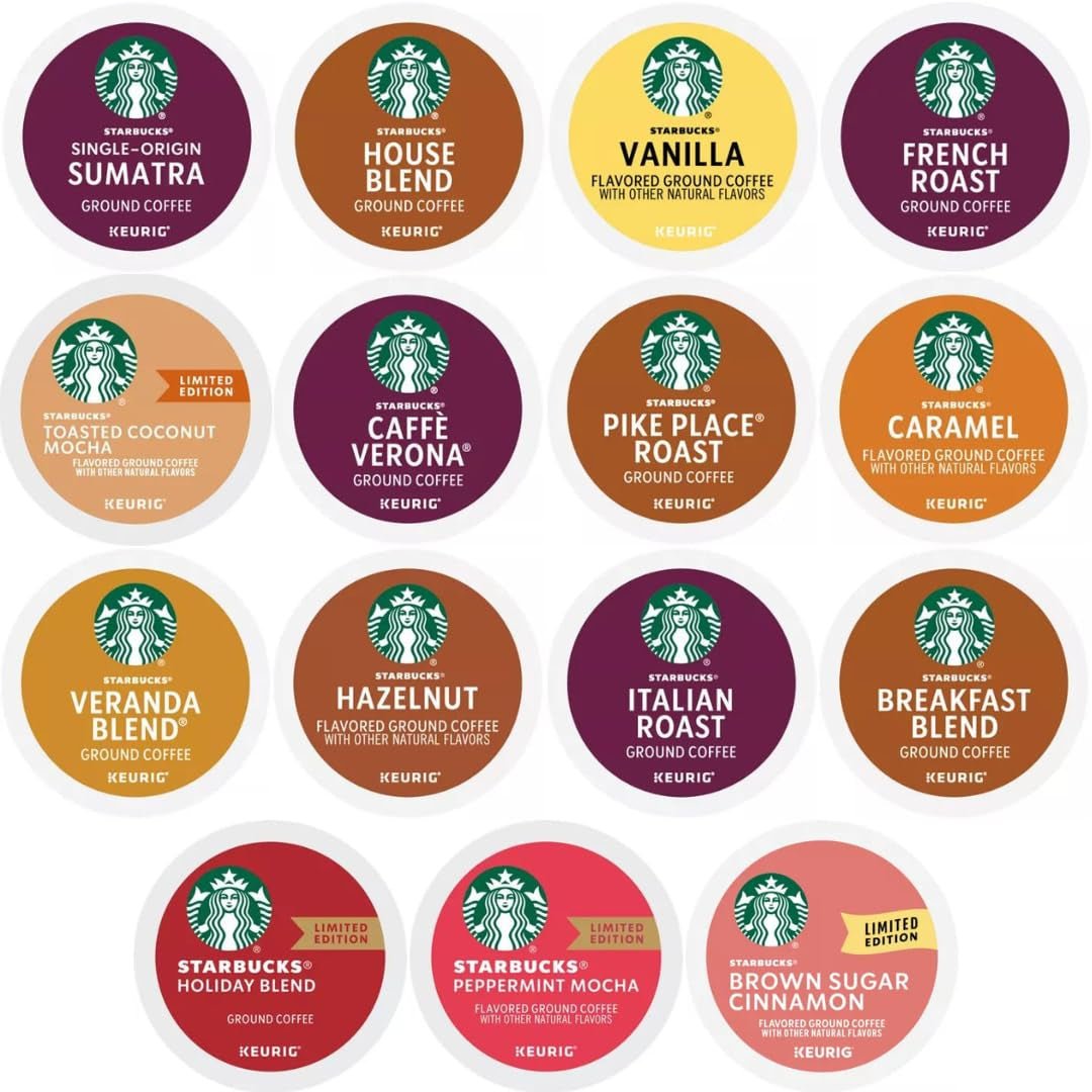 30 Count—Starbucks Variety Pack Sampler K - Cup Coffee Pods—Including Starbucks Blonde, Medium, Dark Roast, Flavored & Holiday Blend Coffee—For Keurig Brewers—1 Box (15 Unique Flavors) - WORLD TIME VISITS