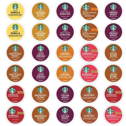 30 Count—Starbucks Variety Pack Sampler K - Cup Coffee Pods—Including Starbucks Blonde, Medium, Dark Roast, Flavored & Holiday Blend Coffee—For Keurig Brewers—1 Box (15 Unique Flavors) - WORLD TIME VISITS