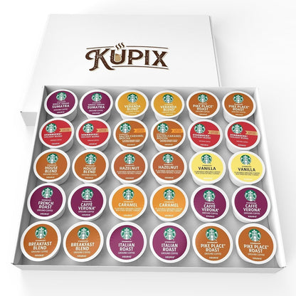 30 Count—Starbucks Variety Pack Sampler K-Cup Coffee Pods—Including Starbucks Blonde, Medium, Dark Roast, Flavored & Holiday Blend Coffee—For Keurig Brewers—1 Box (15 Unique Flavors)