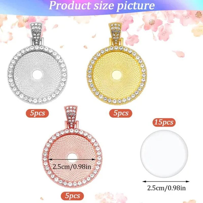30 Pcs Rhinestone Wing Bezel Pendant Trays with Glass Cabochons 25mm Round Bezel Trays Blank Pendant Bases Blank Pendant Charm for DIY Jewelry Crafts Making Supplies(Gold/Silver/Rose Gold) - WORLD TIME VISITS