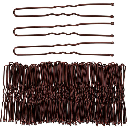 300 Hair Bun Bobby Pins U Shaped Pin Hair Grips to Clip Ballet Hair Net for Women 6 CM/2.3 Inch Brown - WORLD TIME VISITS