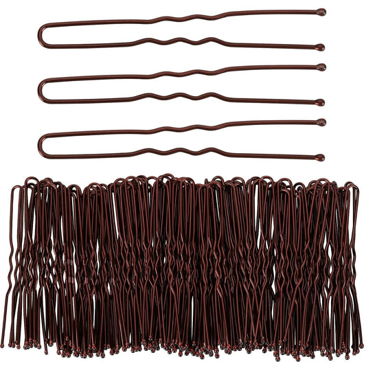 300 Hair Bun Bobby Pins U Shaped Pin Hair Grips to Clip Ballet Hair Net for Women 6 CM/2.3 Inch Brown - WORLD TIME VISITS