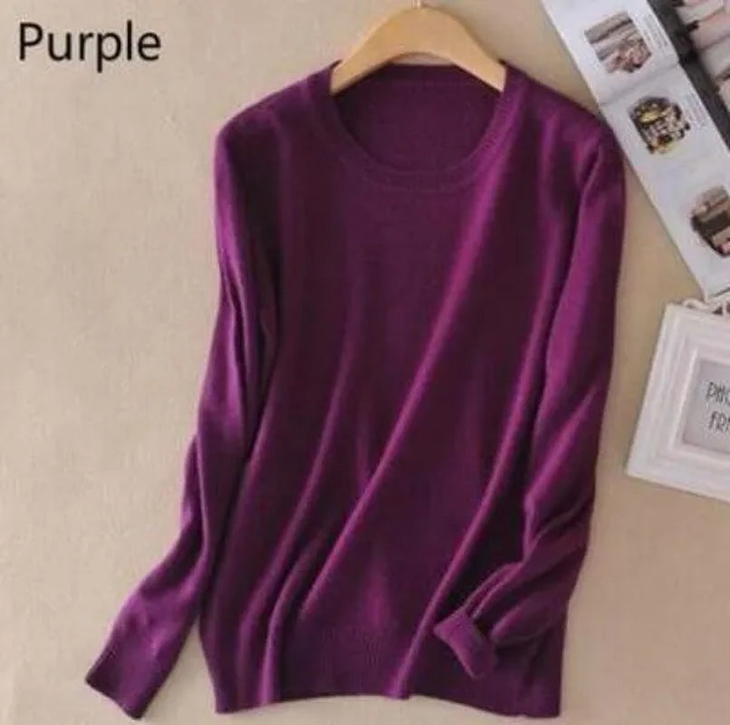 18 Colors Wool Pure Cashmere Sweater Women Soft Pullovers O-Neck Pull Femme Long Sleeve Sweaters Pullovers