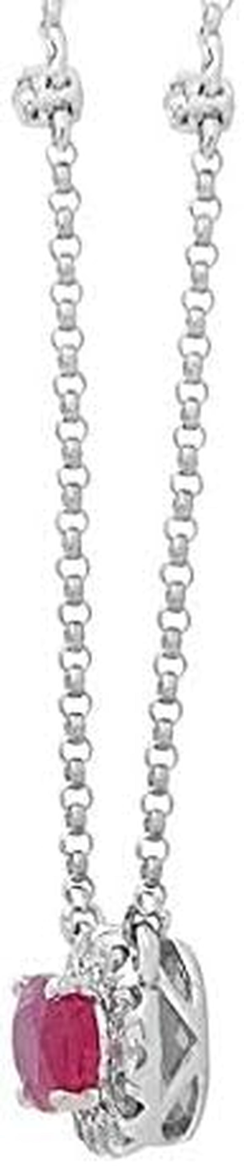 14K White Gold Natural Diamond (I1,I2) & Genuine Ruby Pendant for Women - WORLD TIME VISITS