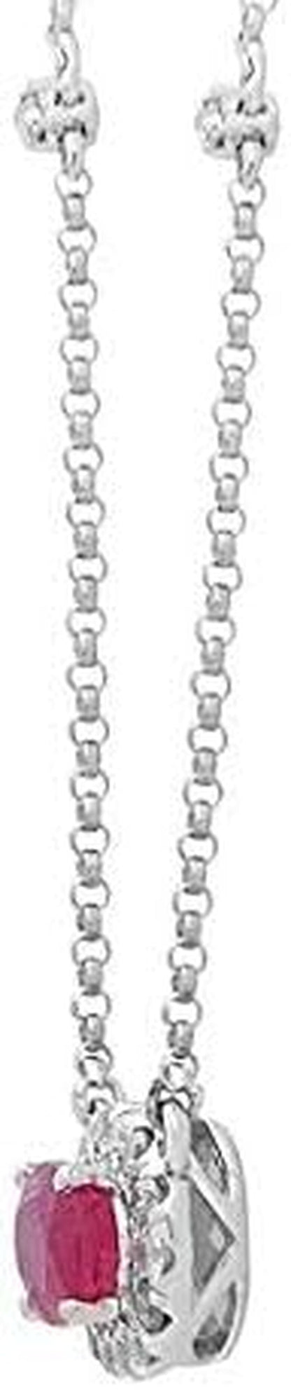 14K White Gold Natural Diamond (I1,I2) & Genuine Ruby Pendant for Women - WORLD TIME VISITS