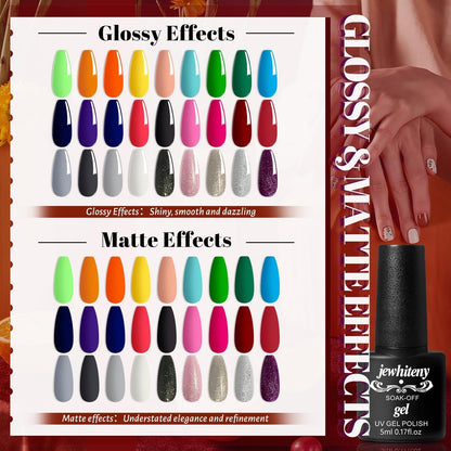 30PCS Gel Nail Polish Kit 27 Colors Gel Polish Set Gel Nail Kit Soak off Nail Gel Polish Set for Manicure Nail Art Salon/Home Starter Kit