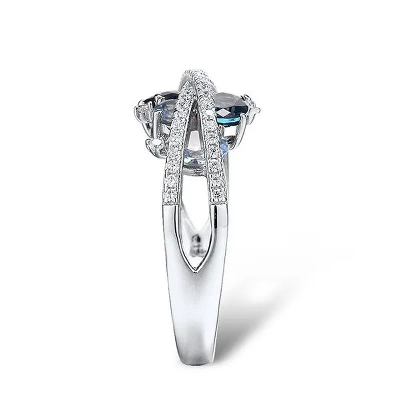 925 Sterling Silver Sparkling Blue Spinel Sapphire Diamond Ring Romantic Valentine'S Day Gift Wedding Engagement Brideal Set Party Anniversary Gift Fine Jewelry6 7 8 9 10 11