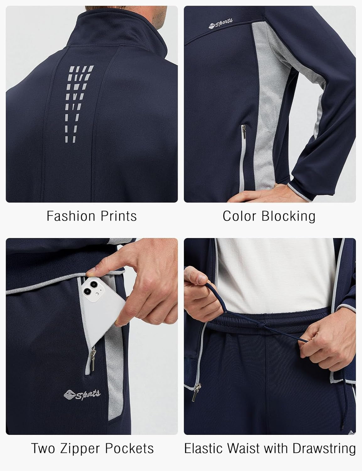 Men'S Tracksuit Sweatsuits 2 Piece Set Athletic Jogging Gym Activewear Sweat Track Suits Sets