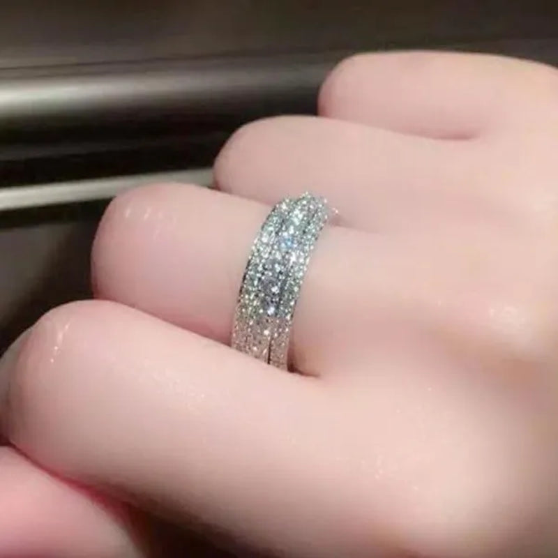 S925 Sterling Silver Micro Pave Diamond Eternity Rings for Women Bridal Engagement Wedding Ring Proposal Gift Jewelry