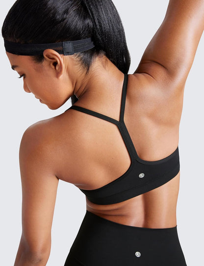 Butterluxe Womens Y Back Sports Bra - Padded Racerback Low Impact Spaghetti Thin Strap Workout Yoga Top