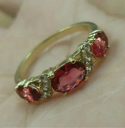 4-Color Natural 2.32CT Sapphire/Ruby/Alexandrite/Emerald Diamond 14K Yellow Gold Wedding Ring Size 6-11