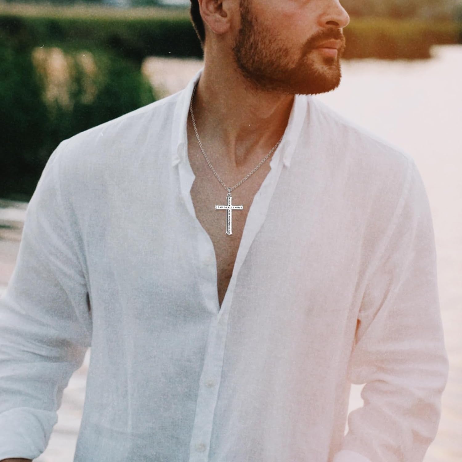 Men'S Cross Necklace Sterling Silver Catholic Faith Cross Pendant Necklace Christian Jewelry Gifts for Men - WORLD TIME VISITS