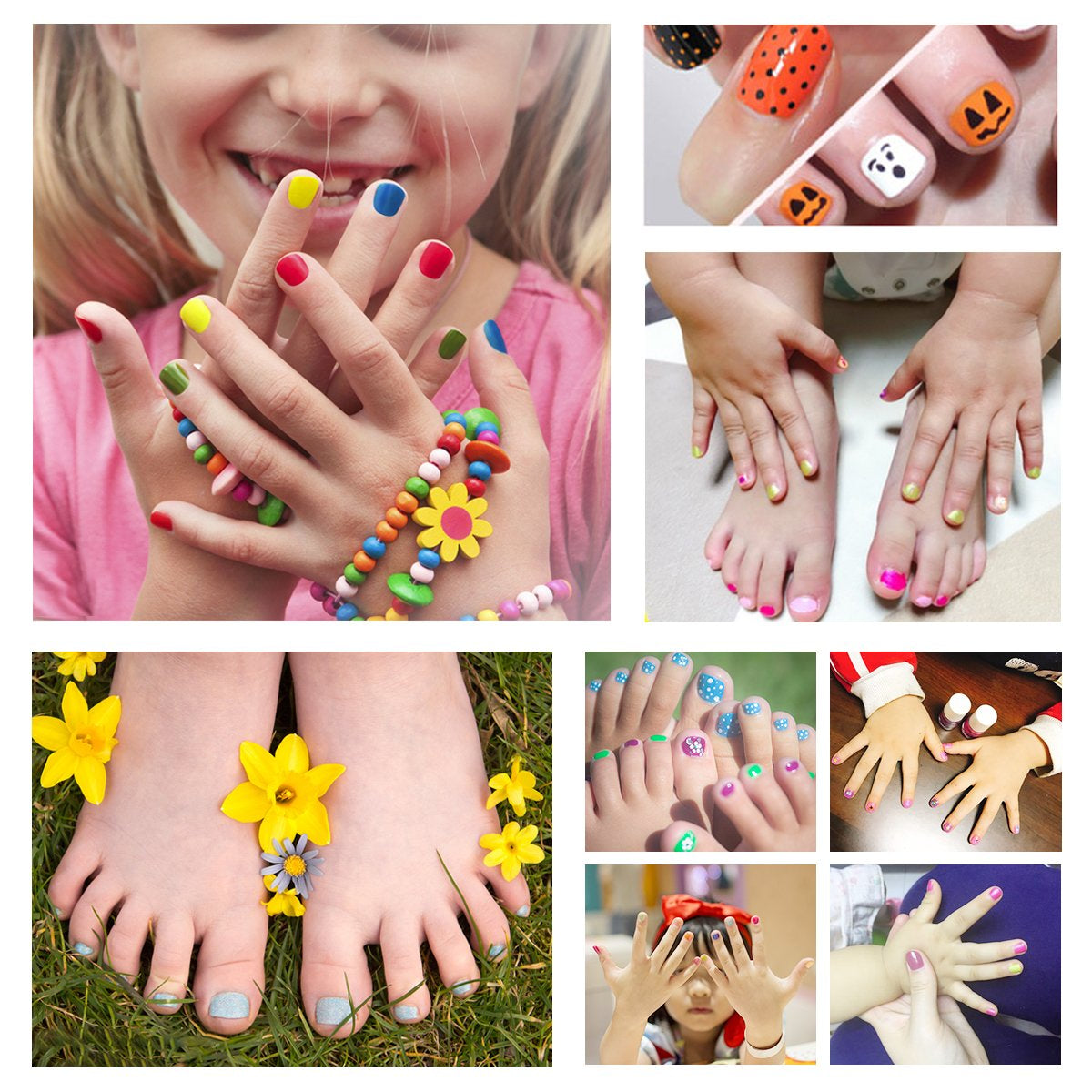 Kids Nail Polish Set- Non-Toxic Water-Based Odorless Peel off Natural Safe Nail Polish Set Quick Dry Nail Polish Gifts Toys Kit for Girls Kids Toddlers (7 Color + 1 Top&Base Coat)