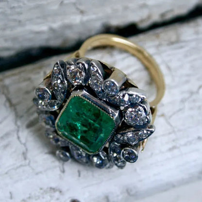 Popular 925 Pure Silver Square Green Diamond Engagement Wedding Love Ring Size 6-11